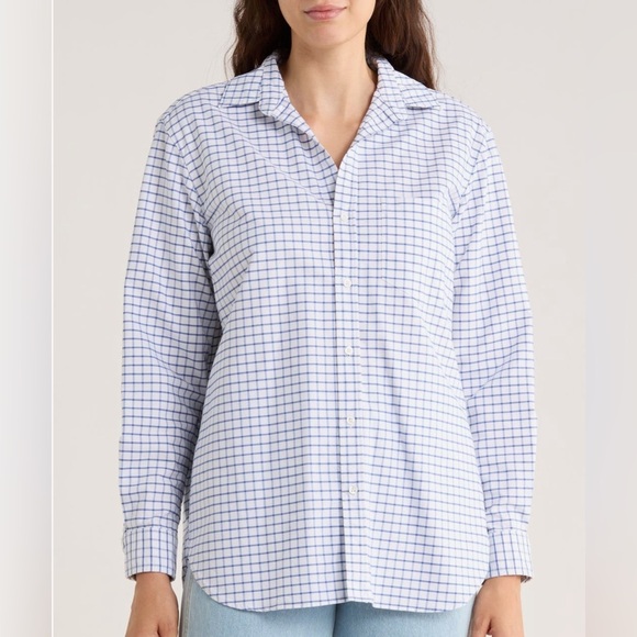 Frank & Eileen Tops - Frank & Eileen Joedy Boyfriend Cotton Button Up Shirt Blue White Size Small